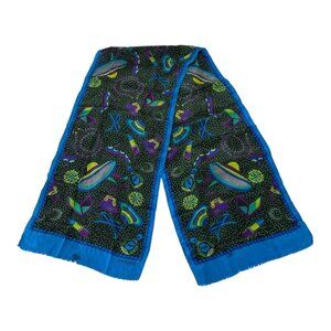 Oscar de la Renta Studio Silk Scarf Hat Print Novelty Designint 50x11